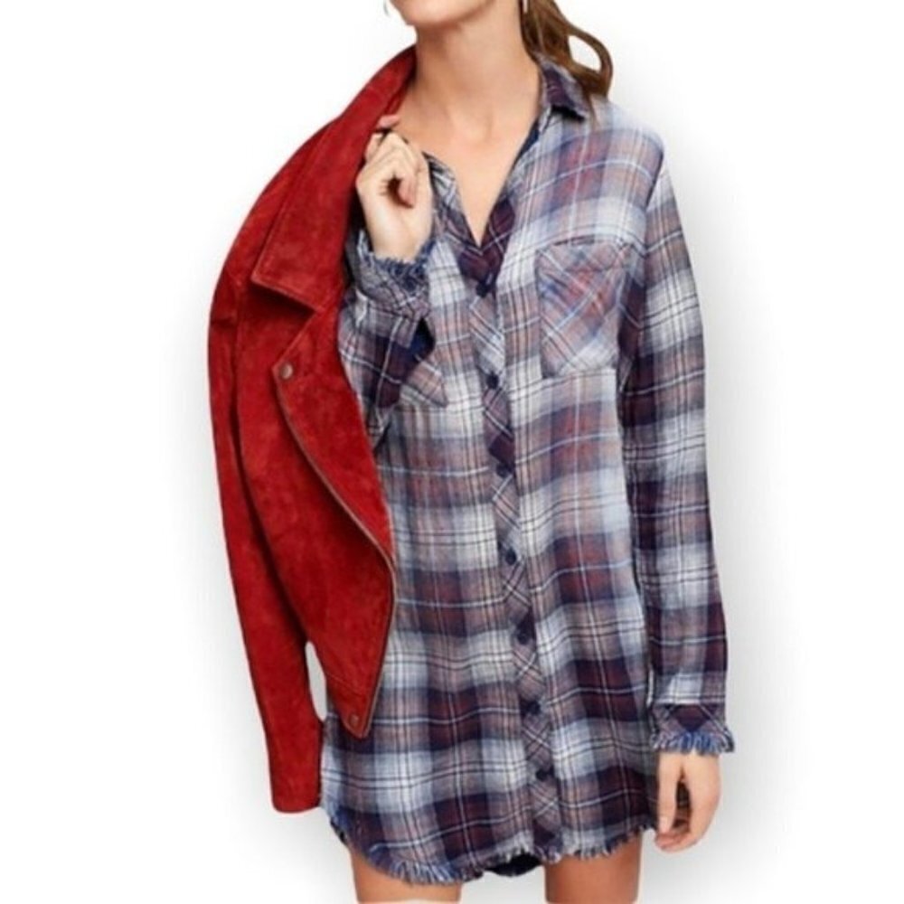 Anthropologie Cloth And Stone Raw Edge Shirtdress